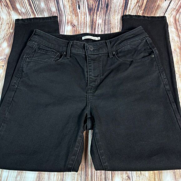 Levi's CLASSIC MID RISE SKINNY Size 12 Short Black Jeans Denim Ankle Pants 29X27 - Picture 2 of 11